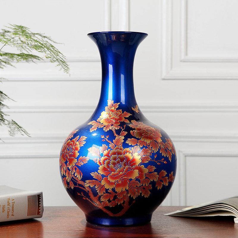 Jingdezhen ceramics vase big red crystal glaze vase furnishing articles furnishing articles blooming flowers festival gifts