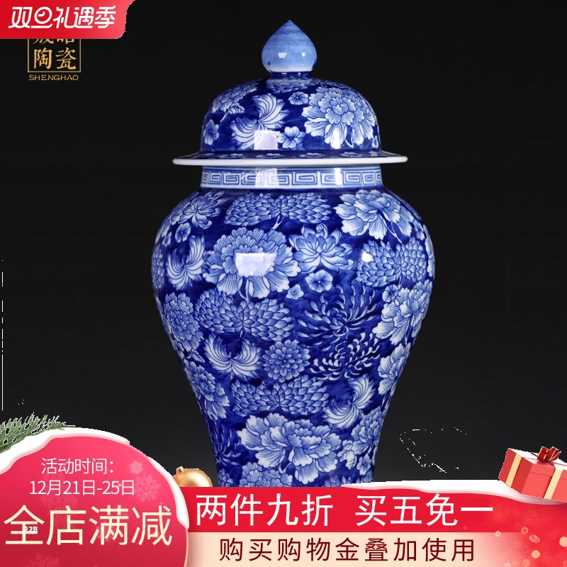 General blue and white porcelain of jingdezhen ceramic manual water tank sitting room porch TV ark, the study of Chinese style household furnishing articles