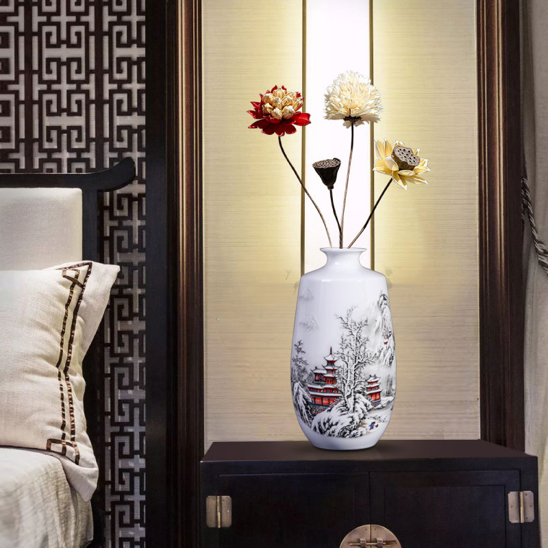 Jingdezhen ceramic flower arrangement is I and contracted sitting room of Chinese style household rich ancient frame dried flower vase decoration furnishing articles