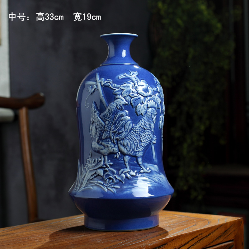 Jingdezhen ceramic vase embossed craft vase vase sitting room adornment home TV ark, handicraft furnishing articles
