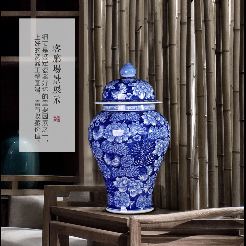 General blue and white porcelain of jingdezhen ceramic manual water tank sitting room porch TV ark, the study of Chinese style household furnishing articles