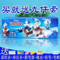 Canvas single-layer small dinosaur double-sided pink stationery box for schoolboy set and pencil and ballpoint pen four