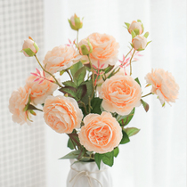 Single simulation peony flower fake flower home living room decoration dried flower dining table Rose bouquet wedding vase flower arrangement