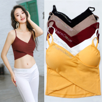 The dance of the new summer belly dance practice jacket without wearing bra sling with chest pad dance inside 048