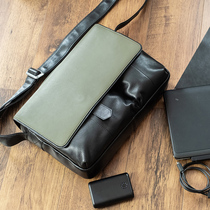 LeWhisper original niche light luxury men with commuter flip messenger bag head layer cowhide shoulder crossbody