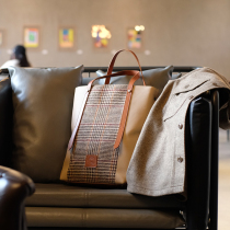 Lewhisper Light luxury niche woolen fight cowhide Harris Tweed Unisex multi-purpose tote commuter bag