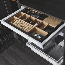 Wardrobe telescopic trouser rack damping buffer push-pull jewelry box dividing cloakroom grid drawer storage box