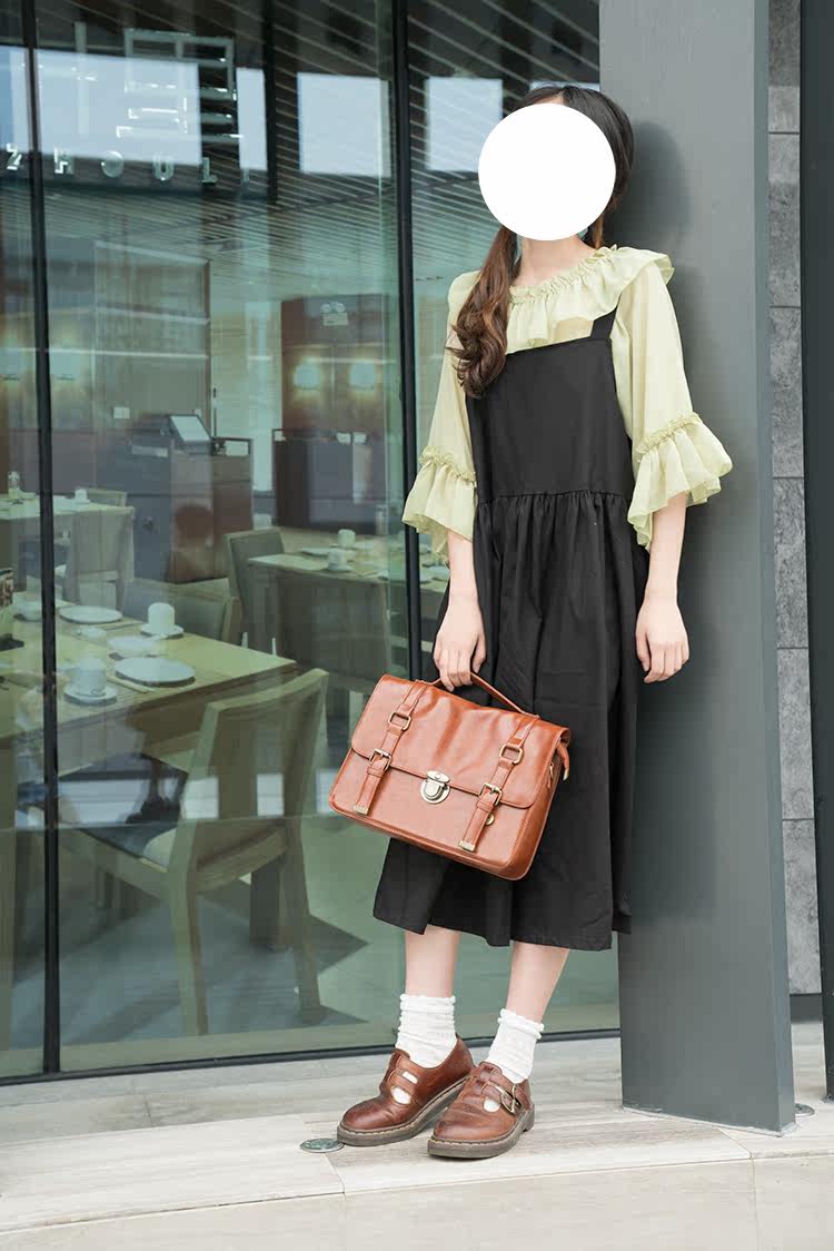 酱果shop雪纺lolita内搭露肩一字领木耳边宽松透视轻薄喇叭袖衬衫