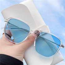 Transparent frame discoloration Near-view eye mirror Female Korean version Tide Defense Blue Light Radiation Vegan flat light mirror can be equipped with degrees