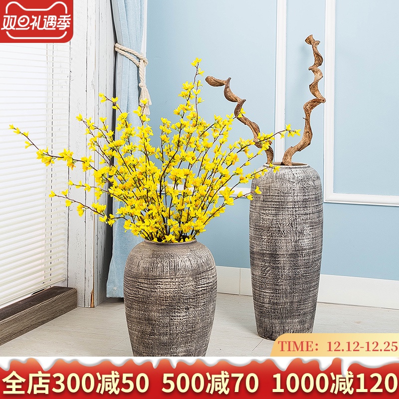 Jingdezhen ceramic vases, dried flowers thick clay ground large flower implement home sitting room restoring ancient ways of modern furnishing articles flower arrangement