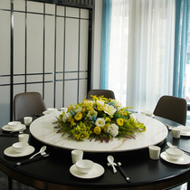 High-end Dining Room Table Flower Hem Flowers Hotel Hotel Large Round Table Turntable Middle Pendulum Pieces Simulation Flower Meeting Table Fake Flowers