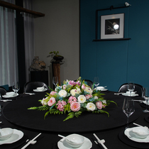 High-end Hotel Dining Table Turntable Pendulum Flower Bunkroom Large Round Table Middle Emulation Flower Meeting Table Swing Vacation Flower Suit