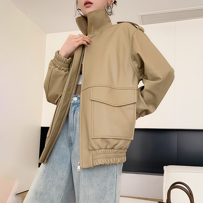AUNR designer original sheepskin leather jacket women's short coat 2022 autumn new jacket light luxury