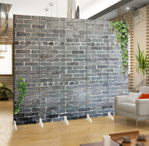 Blue brick brick wall retro folding screen partition fashion living room entrance coffee bar window YY anchor background