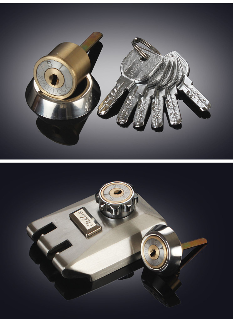 大门老虎锁推拉门锁不锈钢老式铁门平移动门自动锁具碰锁防盗撞锁