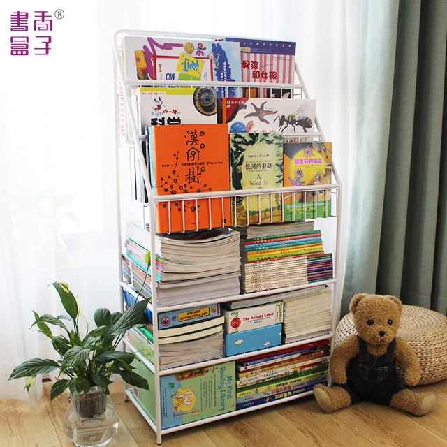 Bookshelf children's iron bookshelf floor pupils picture book rack simple modern shelf multi-layer storage rack Bookshelf children's iron bookshelf floor pupils picture book rack simple modern shelf multi-layer storage rack
