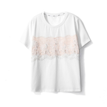 LRKS Lier Gaoding (precious shirt)Korean version of ice silk cotton lace loose short-sleeved t-shirt top womens summer X1F18