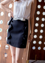 Lier Gaoding LRKS bow skirtbackbone double-sided elastic small fragrance summer female Hepburn short skirt HF24