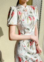 Lieer Gaoding LRKS (April Day) 14 Mmm Double Crepe 100 Mulberry Silk Printed Cheongsam ZZ028-D