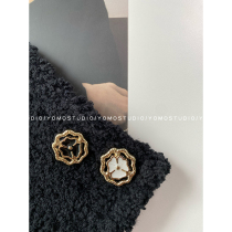 YOMOSTUDIO small fragrance retro style metal button black and white point oil rose coat sweater decoration button