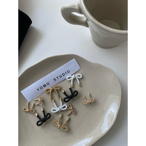 YOMOSTUDIO FASHION BUTTERFLY KNOT BUTTON TEXTURED SHIRT BUTTONS SPRING AND SUMMER CARDIOVERT SWEATSHIRT COLLAR JERSEY COLLAR