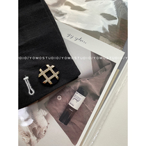 YOMOSTUDIO SMALL FRAGRANT NAME YUANYAN WIND METAL BUTTON BLACK SUEDE#钻粗花呢女外套大衣扣子