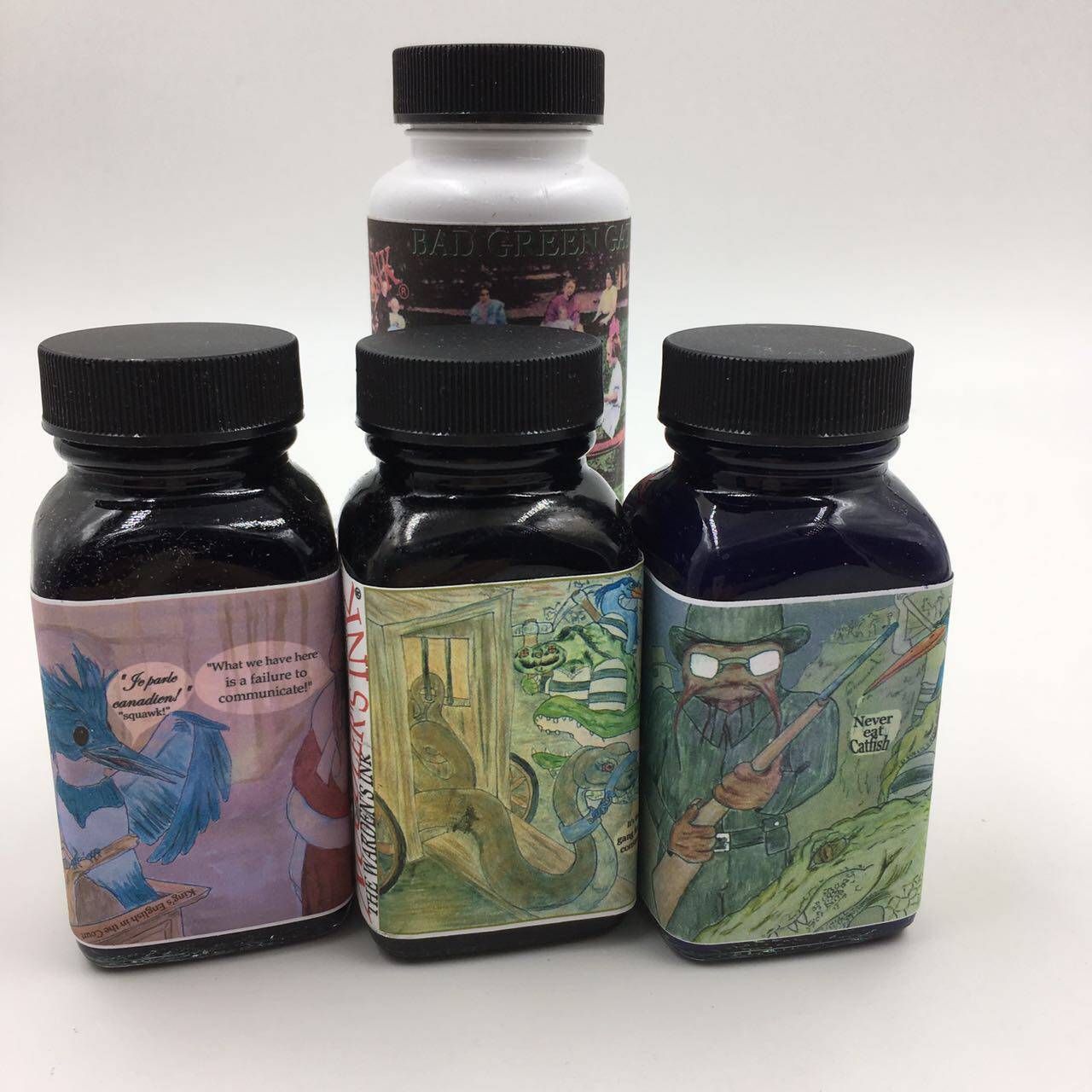 鲶鱼墨水典狱长系列蓝鹭翠鸟短吻鳄绿嗜鱼黑防水钢笔墨水_7折现价106