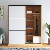 Wardrobe sliding door style Small apartment 40 deep sliding door boys solid wood ecological board sliding door 1 meter long large cabinet