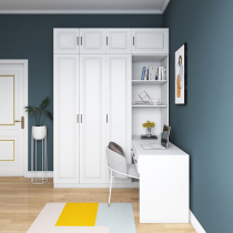 Corner desk wardrobe combination Light luxury l-shaped bookshelf Computer learning desk Small apartment boys wardrobe desk one