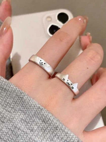고양이와 개 일기 반지 암컷 새끼 고양이 강아지 강아지 커플 반지 링 틈새 디자인 감각 열린 입 조절 식 색인 손가락 반지 고양이와 개 일기 반지 암컷 새끼 고양이 강아지 강아지 커플 반지 링 틈새 디자인 감각 열린 입 조절 식 색인 손가락 반지