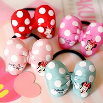 Cute cartoon Minnie Butterfly knot rubber band Rope Ornament Woman Black Zal Hair Ring Head Rope Children Head Accessories Hair Accessories