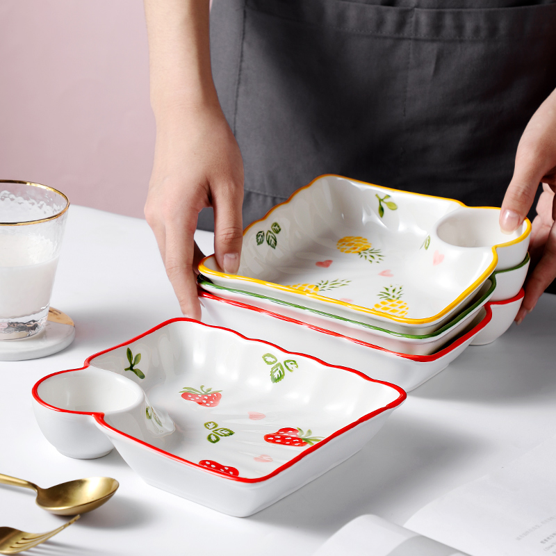 Dumplings, creative household with vinegar dish one plate plate web celebrity suit ceramic plate tray is children