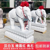 Stone Elephant pair of white marble the elephant good luck sunset red bluestone feng shui xiang door lucky decoration