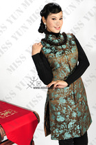 Cafa blue bird brocade cotton-padded jacket with a vest 2019 new autumn and winter ladies cheongsam Tang suit jacket