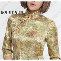 White-collar spring and autumn new fans Green beige Chinese fashion improvement long-sleeved cheongsam custom womens Tang jacket
