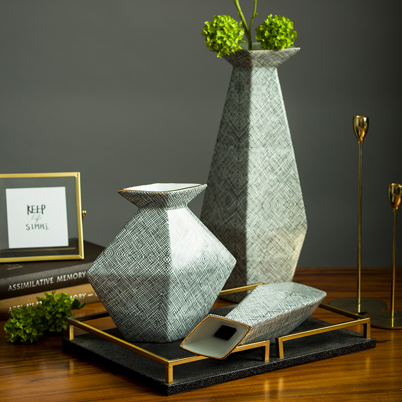 I geometry creative contracted ceramic vase furnishing articles sitting room arranging flowers, dried flowers, table household soft adornment