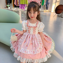 Girls summer birthday party skirt daily foreign princess skirt lace girl puff sleeve dress fairy skirt