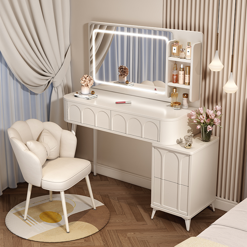 Cream Wind Dresser Dresser Bedroom Modern Minima Small Household Type Makeup Table Bedside Containing Bucket Cabinet Desk Mirror Integrated-Taobao