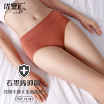 Inkene panties female pure cotton mid-waist antibacterial wet triangle shorts full cotton large yard high-waisted bellyless lady