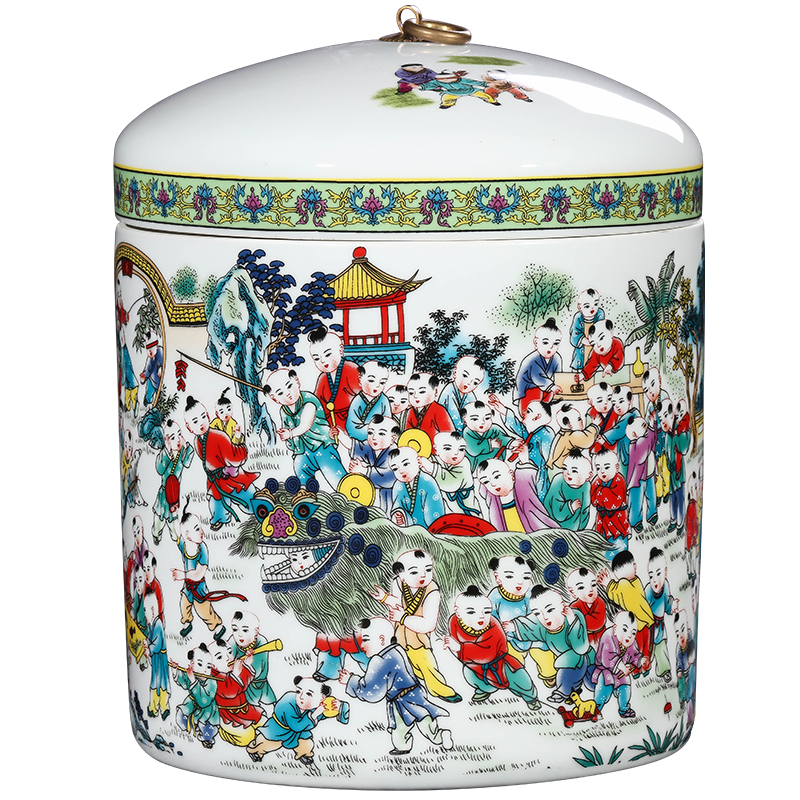 Jingdezhen ceramic tea pot large seal pot of tea cake tea to wake tea storage store receives bulk tea urn cylinder