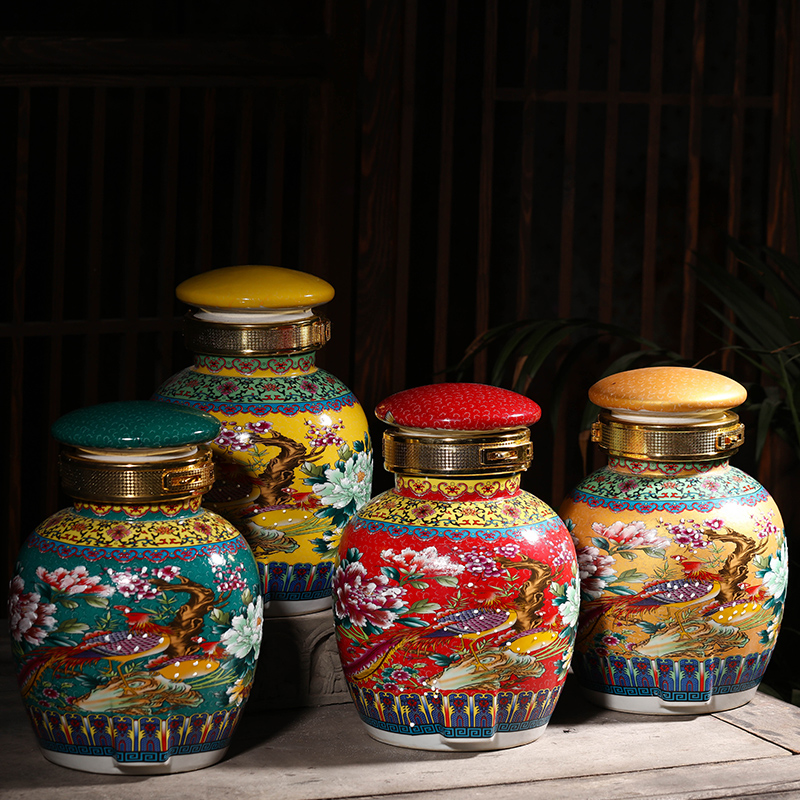 Jingdezhen ceramic jars bottle 5 jins of it with leading domestic sealing mercifully wine archaize hip empty jars