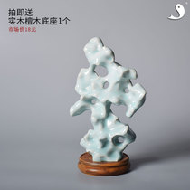 Ceramic Taihu stone small ornaments handmade mountain creative study pen stand porch tea seat bonsai dry landscape Rockery stone
