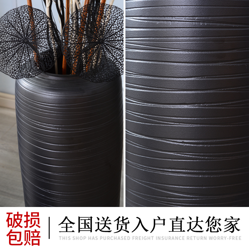 Black ceramic big vase Nordic contracted ins dried flowers decorative furnishing articles individuality creative light key-2 luxury ground wind flowers