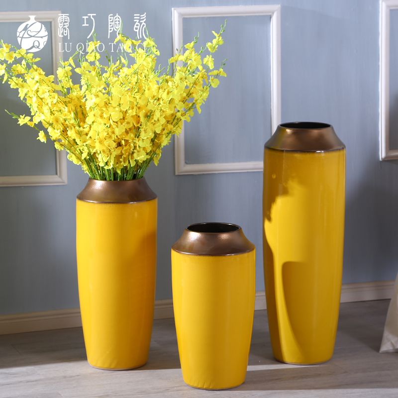 European Nordic light key-2 luxury office ceramic vase furnishing articles yellow creative contracted sunflowers ground decoration