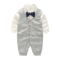 Baby long and short sleeve jumpsuit Summer and autumn newborn pure cotton mens treasure jumpsuit climbing suit Bow tie dress