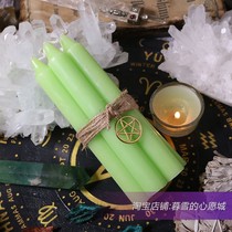 Spot LIGHT GREEN-Good LUCK FORTUNE RAPID progress MAGIC RITUAL ROD WAX CANDLE 2CM DIAMETER]