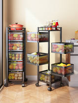 360-degree rotating shelf kitchen floor multi-layer vegetable household square basket storage products fruit and vegetable rack shelf