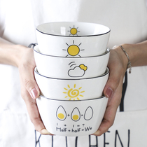 Thai nostalgia ceramic bowl Square bowl tableware Pure white rice bowl Korean bowl Household soup bowl Salad bowl Dessert bowl 909