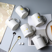 Thai nostalgia mug cup ins creative simple breakfast cartoon ceramic drinking cup milk cup couple cup 626