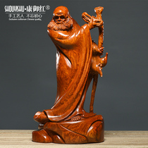 Huali wood carving Dharma Buddha statue ornaments solid wood home living room Zen decoration furnishings Mahogany Craft Gifts